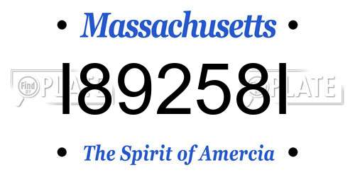 I89258I Massachusetts License Plate