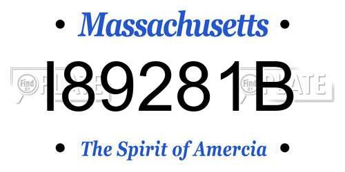 I89281B Massachusetts License Plate