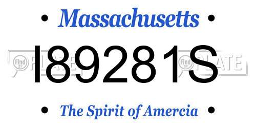 I89281S Massachusetts License Plate