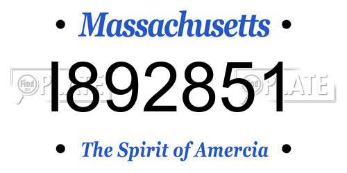 I892851 Massachusetts License Plate