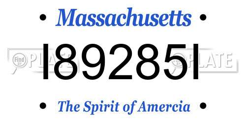 I89285I Massachusetts License Plate