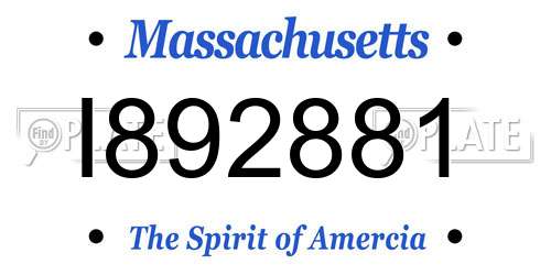 I892881 Massachusetts License Plate