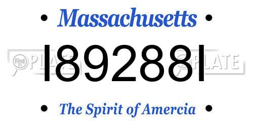 I89288I Massachusetts License Plate