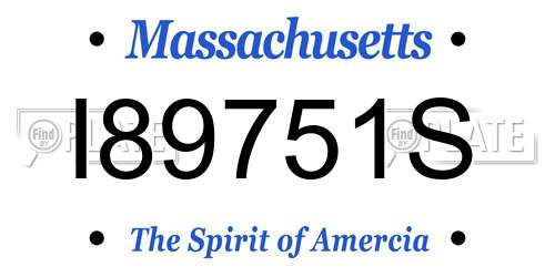 I89751S Massachusetts License Plate