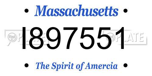 I897551 Massachusetts License Plate