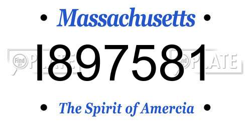 I897581 Massachusetts License Plate