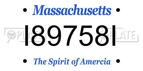 I89758I Massachusetts License Plate