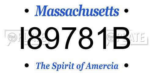 I89781B Massachusetts License Plate