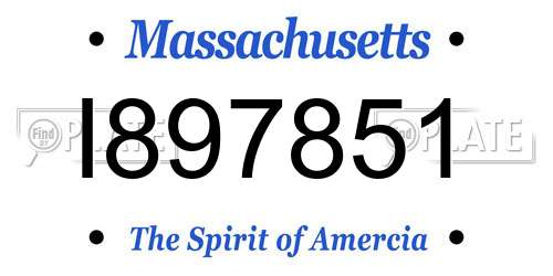 I897851 Massachusetts License Plate