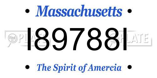 I89788I Massachusetts License Plate