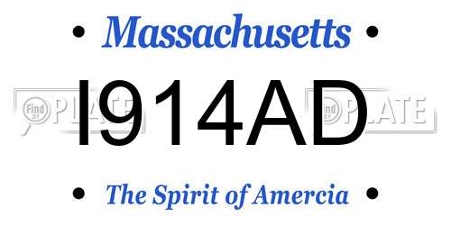 I914AD Massachusetts License Plate