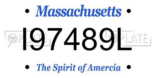 I97489L Massachusetts License Plate