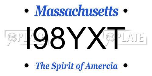 I98YXT Massachusetts License Plate