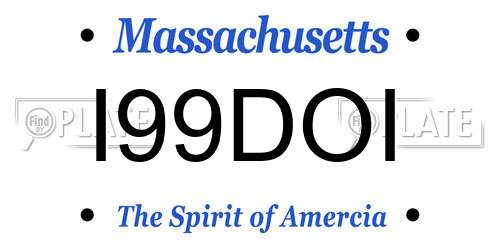 I99DOI Massachusetts License Plate