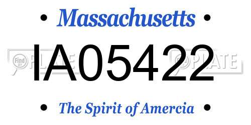 IA05422 Massachusetts License Plate