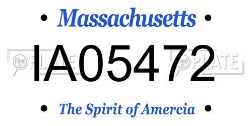 IA05472 Massachusetts License Plate