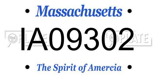 IA09302 Massachusetts License Plate