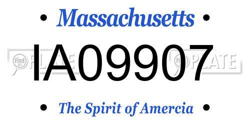 IA09907 Massachusetts License Plate