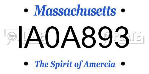 IA0A893 Massachusetts License Plate