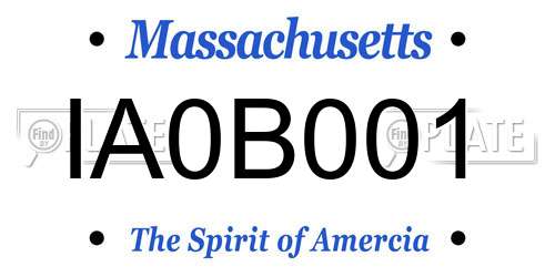 IA0B001 Massachusetts License Plate