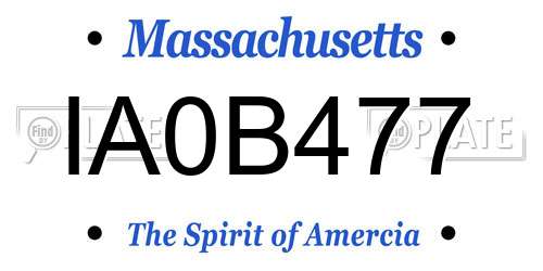 IA0B477 Massachusetts License Plate