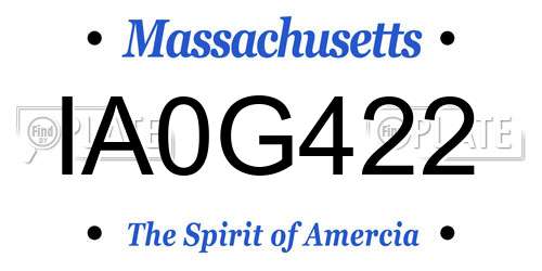 IA0G422 Massachusetts License Plate