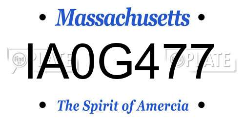 IA0G477 Massachusetts License Plate