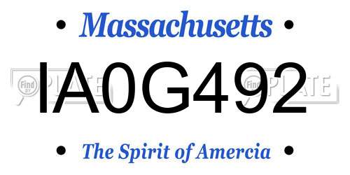 IA0G492 Massachusetts License Plate