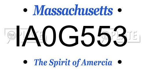 IA0G553 Massachusetts License Plate