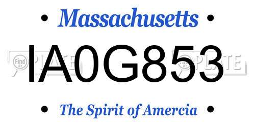 IA0G853 Massachusetts License Plate