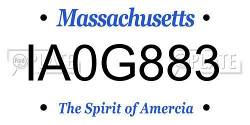 IA0G883 Massachusetts License Plate