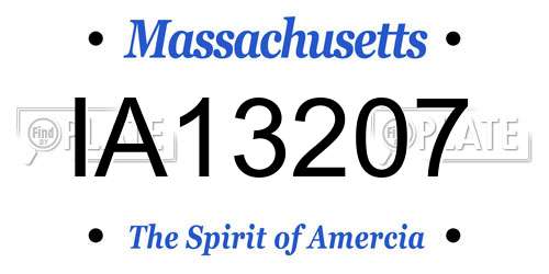 IA13207 Massachusetts License Plate