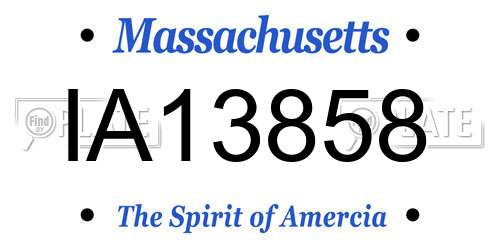IA13858 Massachusetts License Plate