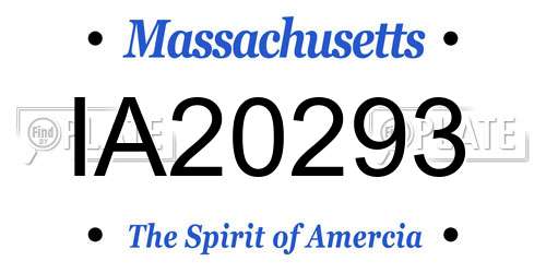 IA20293 Massachusetts License Plate