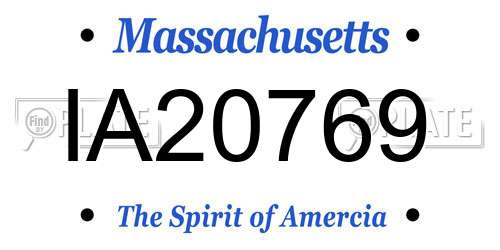 IA20769 Massachusetts License Plate