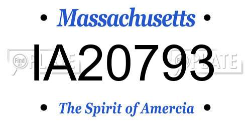 IA20793 Massachusetts License Plate