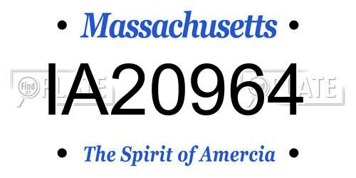 IA20964 Massachusetts License Plate