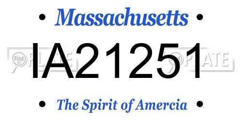 IA21251 Massachusetts License Plate
