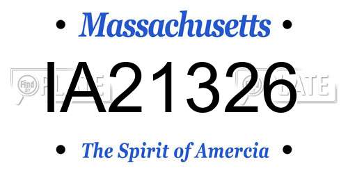IA21326 Massachusetts License Plate