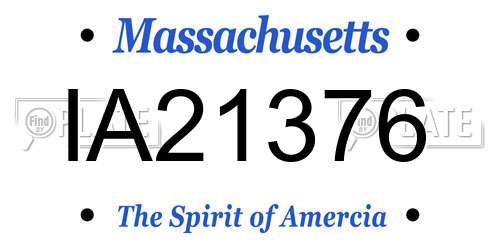 IA21376 Massachusetts License Plate