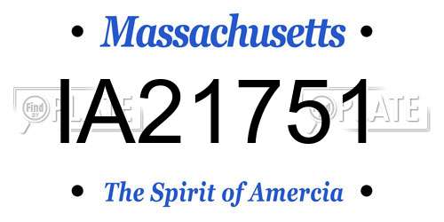 IA21751 Massachusetts License Plate