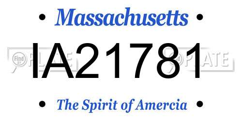 IA21781 Massachusetts License Plate