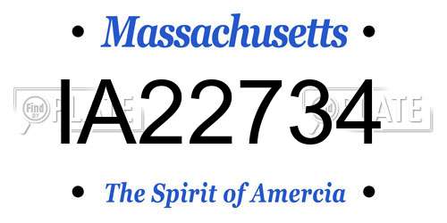 IA22734 Massachusetts License Plate
