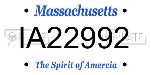 IA22992 Massachusetts License Plate