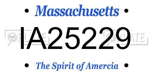 IA25229 Massachusetts License Plate