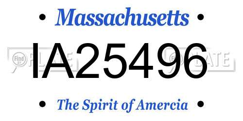 IA25496 Massachusetts License Plate