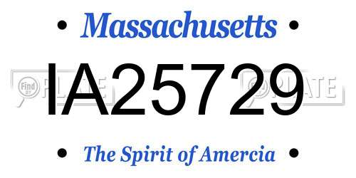 IA25729 Massachusetts License Plate