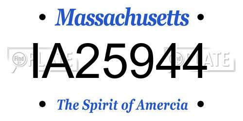 IA25944 Massachusetts License Plate