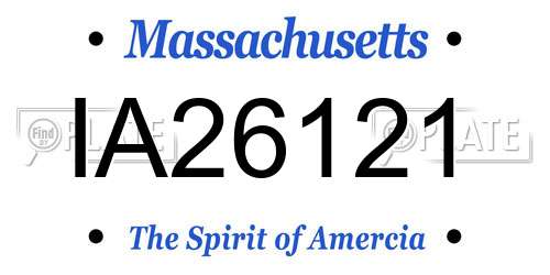 IA26121 Massachusetts License Plate