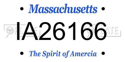 IA26166 Massachusetts License Plate